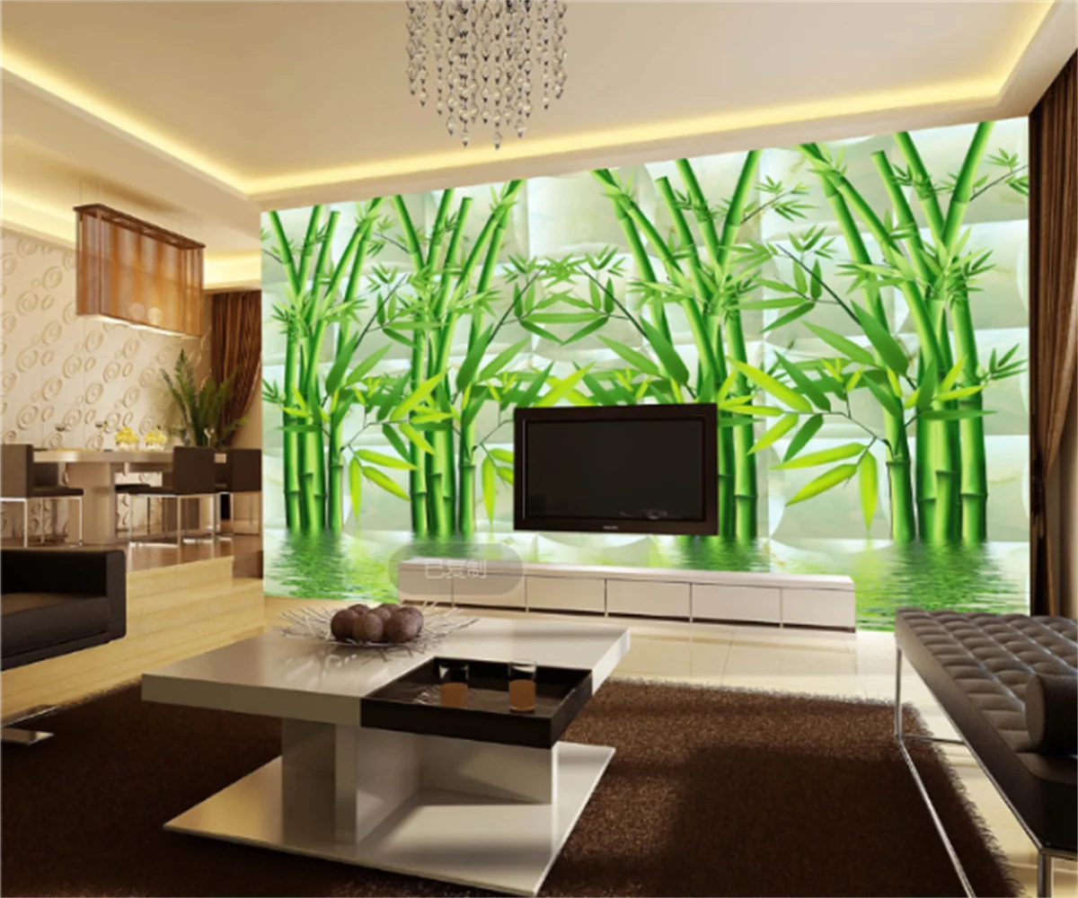 3D nature fresh bamboo forest art background wall Japanese style bamboo forest background wall painting custom wall painting
