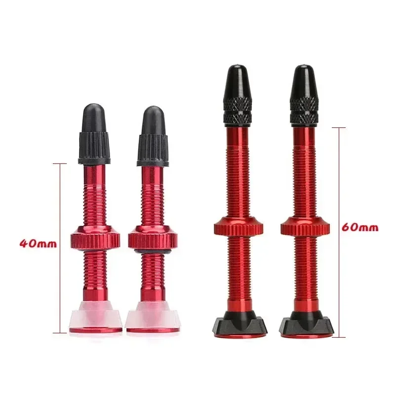Tubeless Presta Valves 2PCS stem 40/60mm Aluminum Road/MTB bike Air Valve Stem Core Removable Trye Nozzle Bike Part