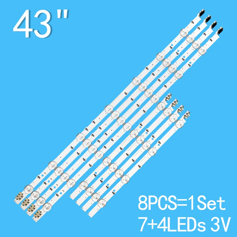 3V 900mm 8pcs/set LED strip for Samsung UE43J5500 UE43J5550 UE43J5600 ue43j5502 S_ 5j55_ 43_ FL_ R4 L7 LM41-00117W 00117X BN96-3