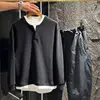 Spring Henry Collar Fake Two-Piece Long Sve T-irt Casual Contrast Color Blo Men's Faion Versatile Loose Fit American...