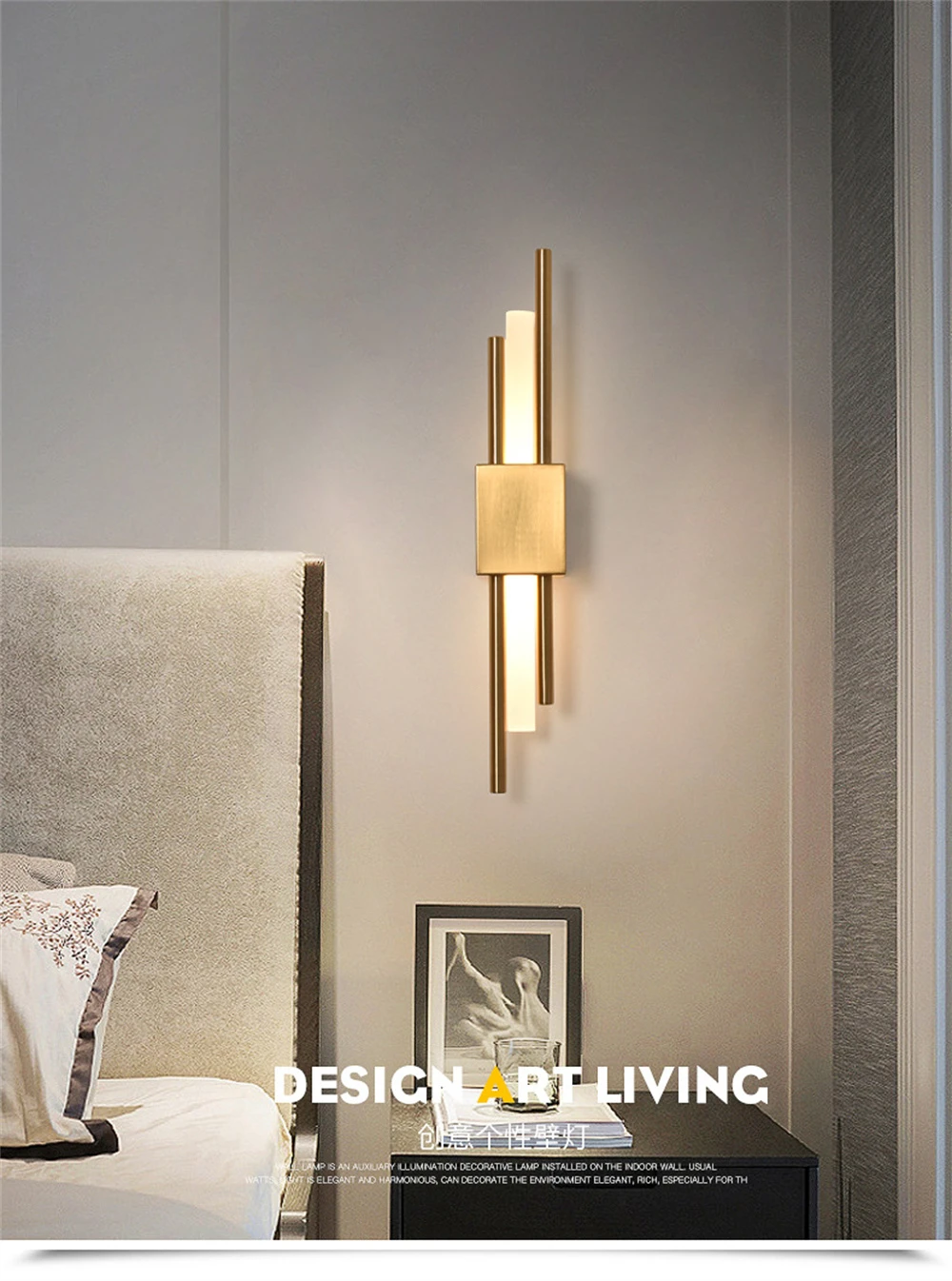 Description Picture 2 of itemTubular Luxury Wall Lamp Modern Bedroom Sofa Living Room TV Background Wall Decor Sconce Corridor Interrior Wall Light Fixture