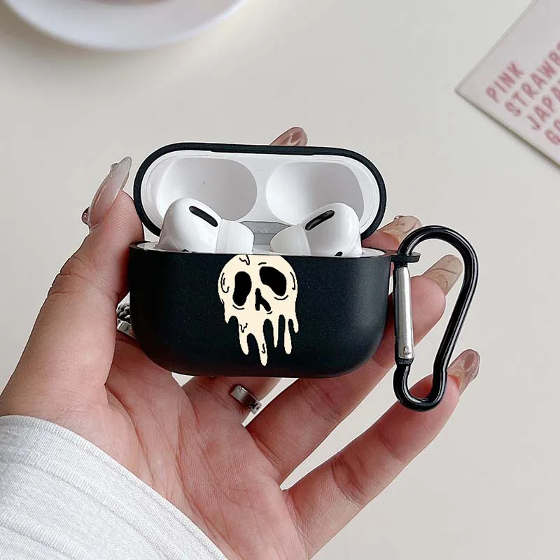 Wireless Headset Protective Case for Airpods with White Skull Pattern