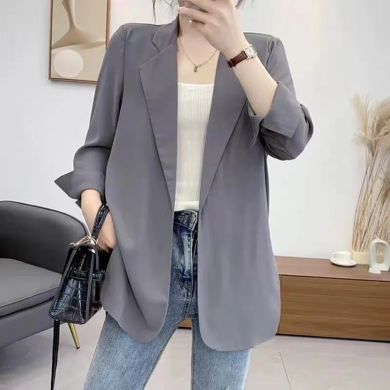 Small suit women's Jacket for women Blazer 2023 spring/summer new Korean thin loose mid-long suit jacket seven-point sleeve card