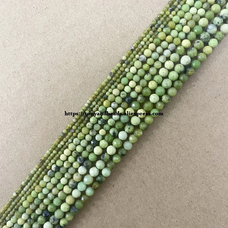 Kleine Diamant Schneidet Faceted China Material Chrysopras Jade Runde Lose Perlen 15 "2 3 4MM Pick Größe Für schmuck Machen DIY