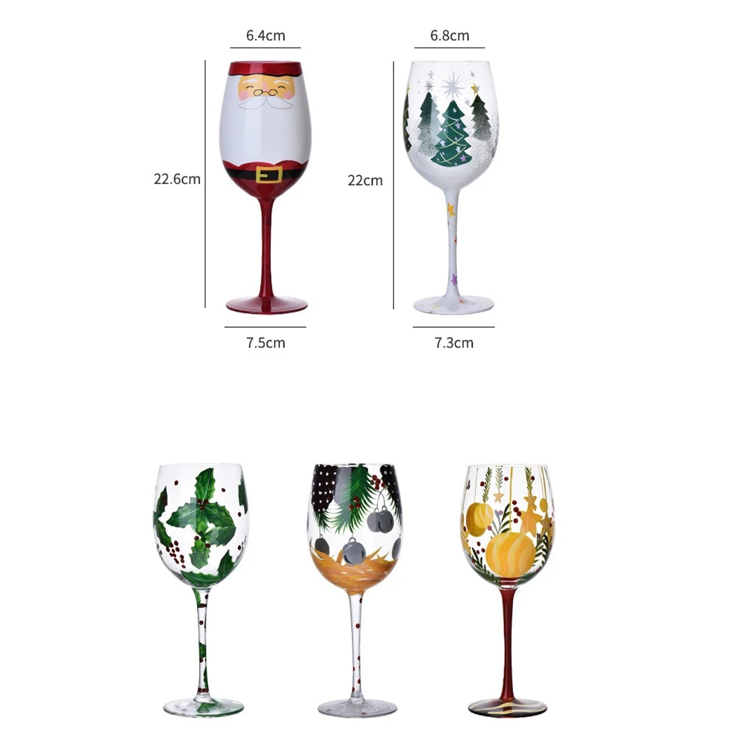 Hand-Painted Christmas Tree Snowman Glass Cup Christmas Theme Home Cup Glass Cup