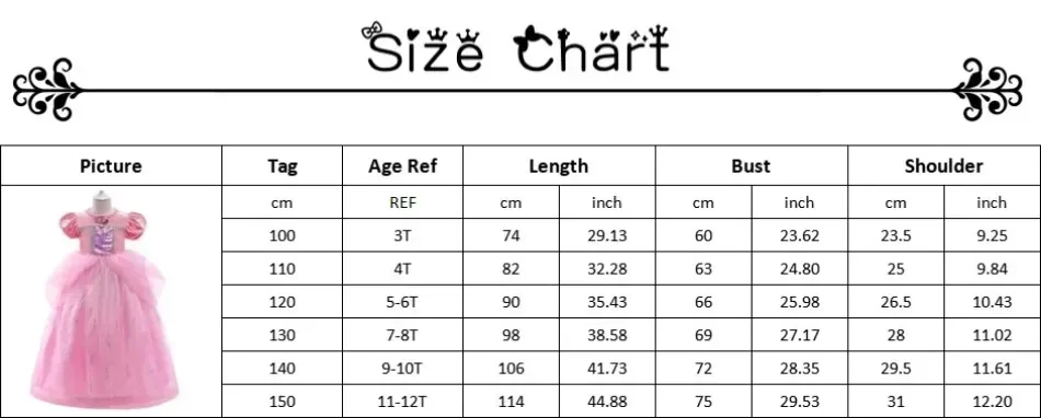 Kinder Belle Aurora Kostüm Mädchen Halloween Prinzessin Cosplay Party Kleid Pfirsich Ariel Rapunzel Aschenputtel Anna Elsa Geburtstags tuch – Detail 6