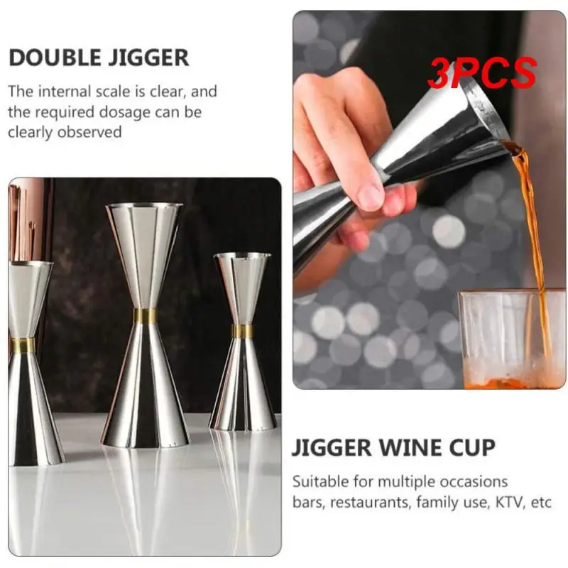 

3PCS Cocktail Bar Jigger Stainless Steel Japanese Design Jigger Double Spirit Measuring Cup For Home Bar Party Bar Accessories