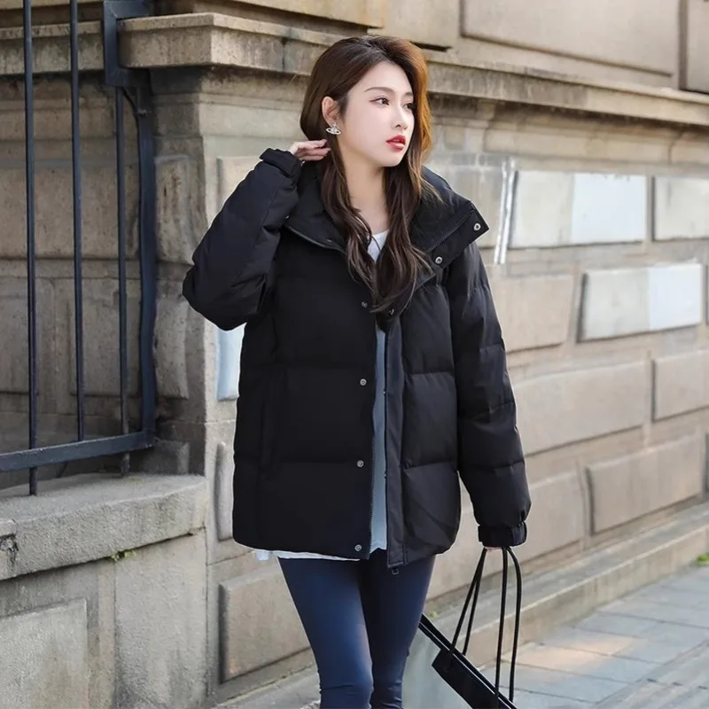 2023 New Women Down Jacket Winter Coat Female Keep Warm Thick Parkas Fashion Hooded Outwear Short Loose Overcoat XS-3XL
