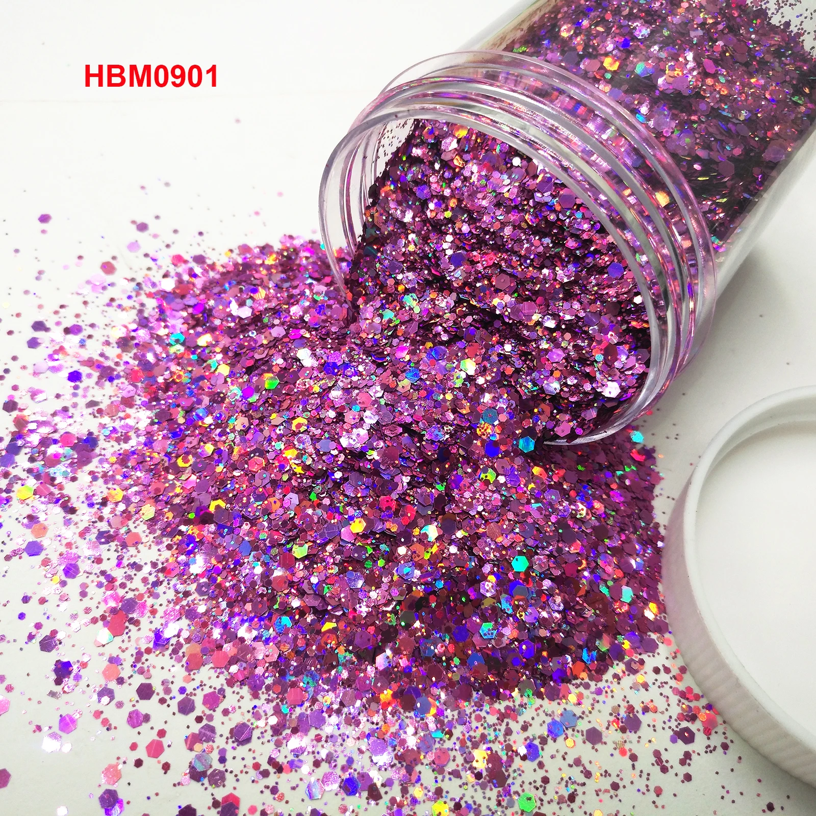 Nail Glitter 24Color Holographic Laser Nail Glitter Mix Hexagon Chunky Glitter Paillette Shape for Nail Art Body Makeup Craft Facepaint -50G