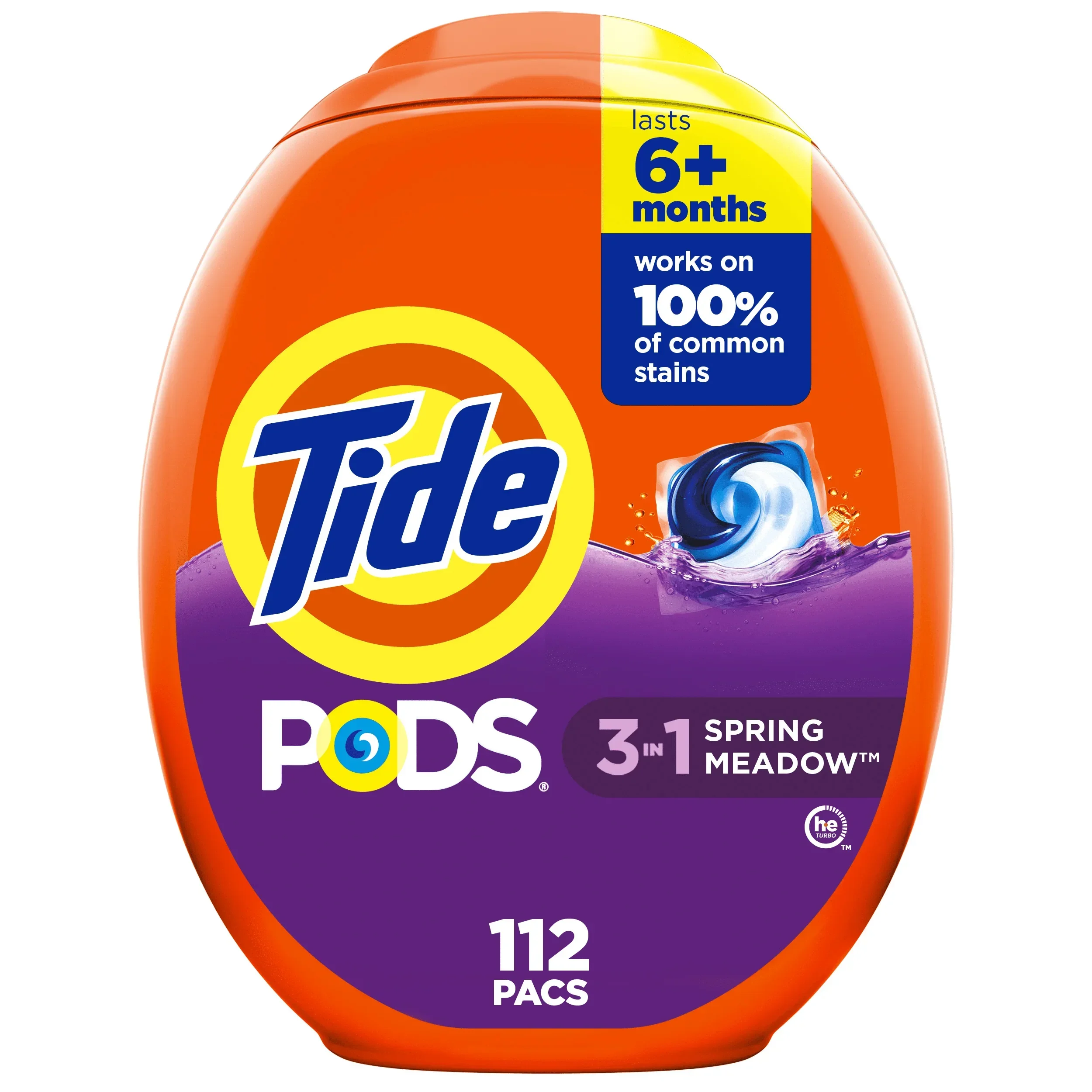 PODS Laundry Detergent Packs Spring Meadow Scent 112 Count Suitable for all kinds of washing machines smell fresh and not pungen