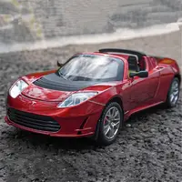 1:24 Tesla Roadster Alloy Sports Car Model Diecasts Metal Toy Racing Vehicles Car Model Simulation Sound and Light Gift 1