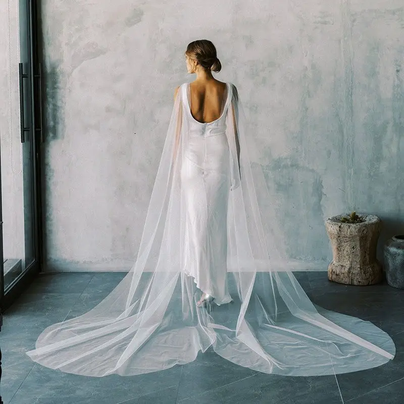 Velo de alas de novia VG52, manga extraíble, hombros de novia