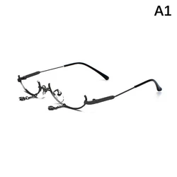 Chic Women's Half - Frame Glasses with Decorative Water Drop Design (A1)