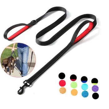 1.2/1.5/1.8m Two Handle Heavy Duty Double Handle Nylon Dog Leash For Training Control Guard Rope Walking Cats Dogs Harness Lead