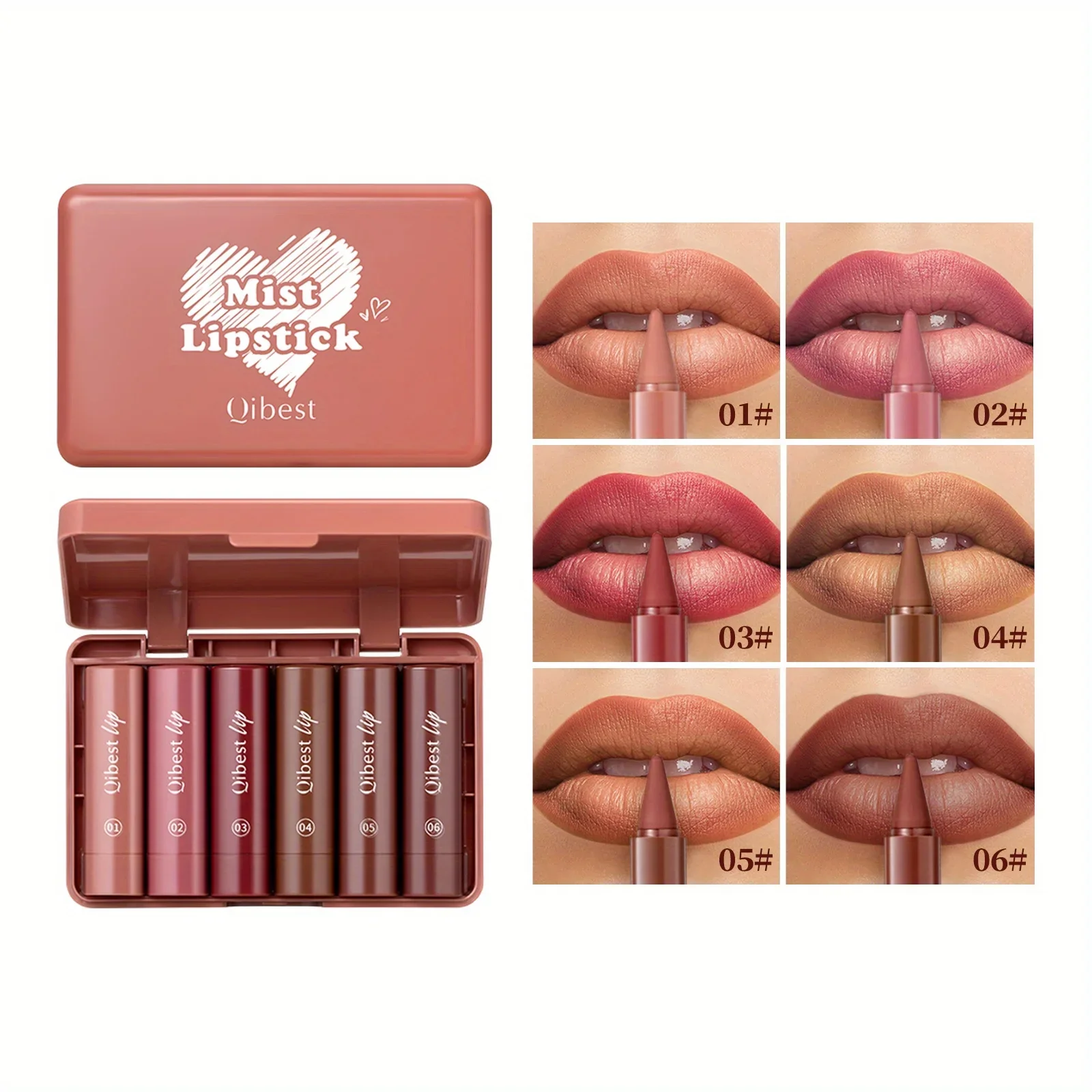 thumbnail image 1 of 6Pcs/Set Velvet Mist Lipstick All-Day Wear in a Range of Highly Pigmented, Trend-Forward Shades, 1 of 4