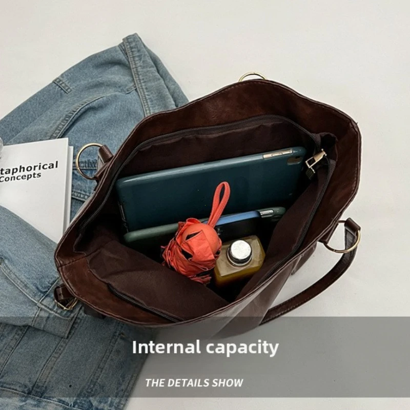 Large Capacity Shoulder Bags for Women Fashion Hobo Shopper Bag Solid Color Soft Leather Crossbody Handbag Lady Travel Tote Bags