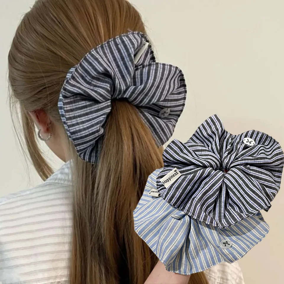 Blue Silk Hair Bands for Women High Elasticity Scrunchies