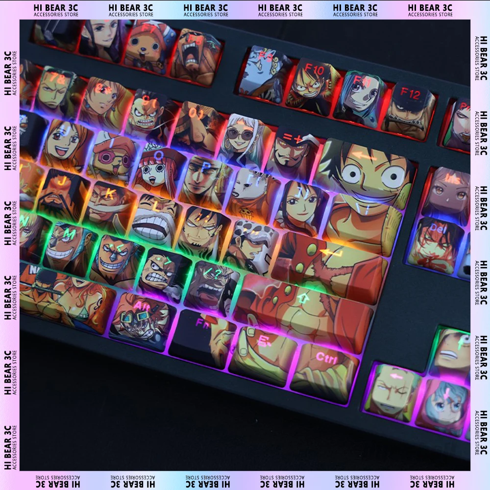 

Anime Diy Keycaps Luffy Zoro Light Transmission Sublimation 108 Key Pbt Keycap Mechanical Keyboard Keycaps Set Gamer Accessories