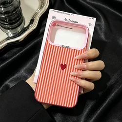 Chic Pastel Love Heart Striped Phone Case - IMD Matte Finish - iPhone 12 Mini (Style 1)
