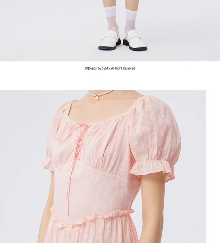 Vestido de verano para mujer, diseño con orillo de fibra, nuevo, estilo retro, escote cuadrado, estilo palacio, vestido corto