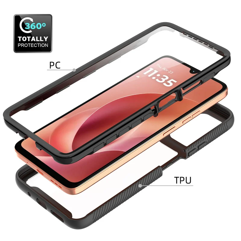 360 Full Body Shockproof Clear Armor Case with Built-In Screen Protector