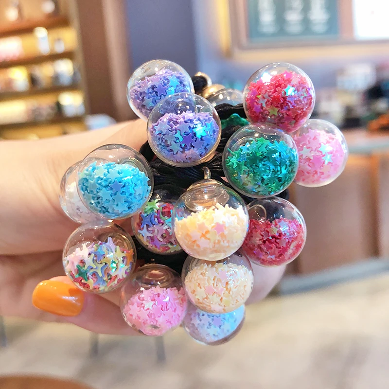 2/10/18 Pcs/Set  Baby Girls Cute Quicksand Cartoon Fruit Hair Bands Children Lovely Scrunchies Rubber Bands Kid Hair Accessories