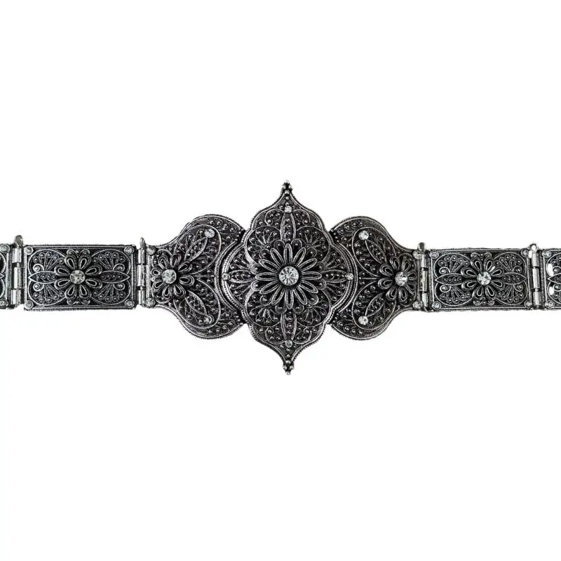 P9FE Aufwändige Kette, kaukasische Taillenkette, geschnitzte florale Taillenkette, Bauchkette – Detail 7