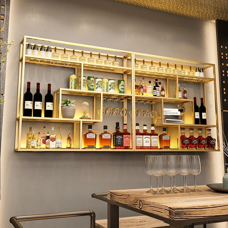 Bottles Restaurant Wine Cabinets Hanging Cellar Cocktail Patio Wine Racks Liquor Display Metal Botellero Vino Liquor Furniture