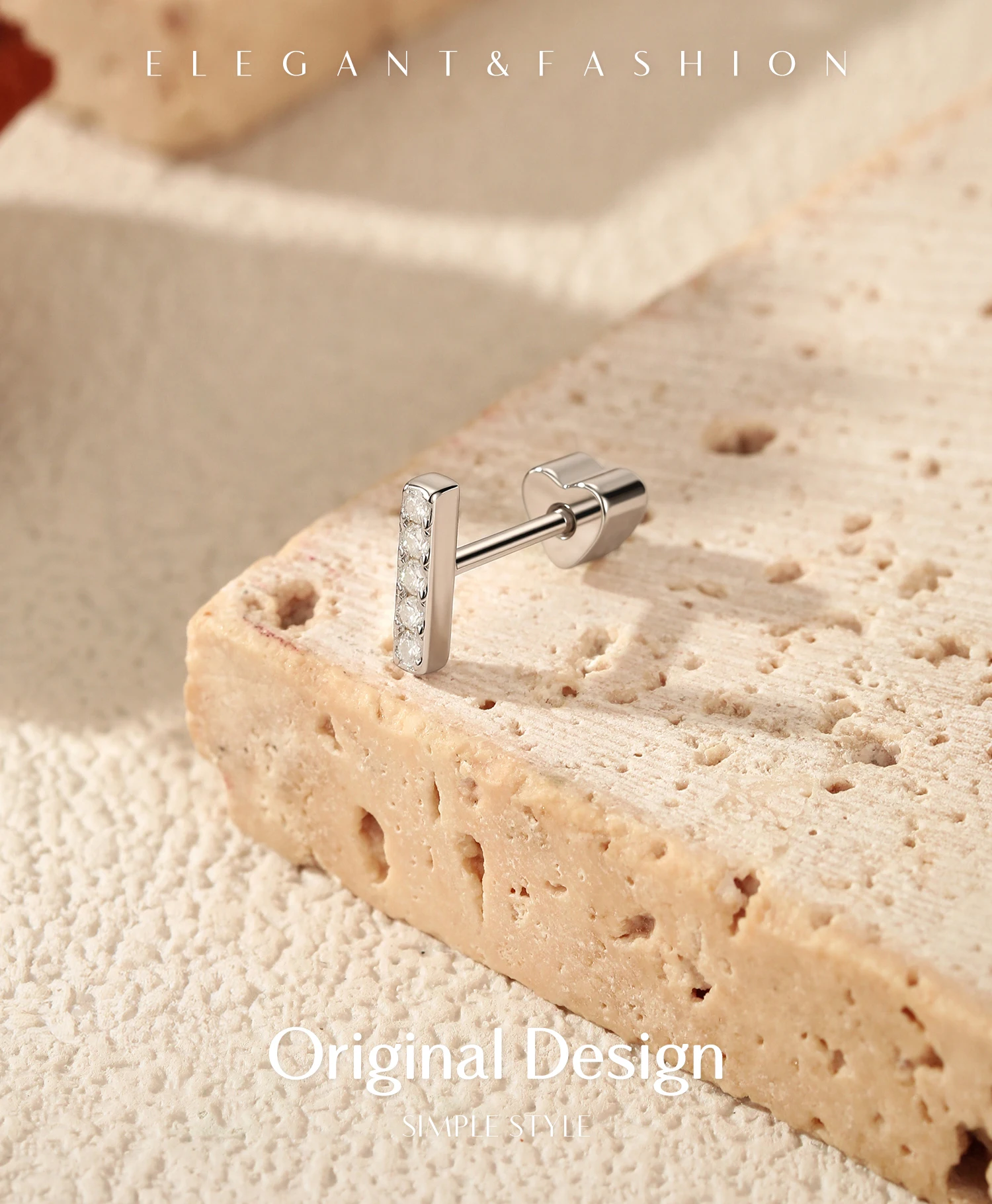 MODIAN Moissanit-Knorpelohrringe aus 925er Sterlingsilber, einfache Stab-Ohrringe mit kleinem Herz und Schraubverschluss für Damen, Schmuck – Detail 7