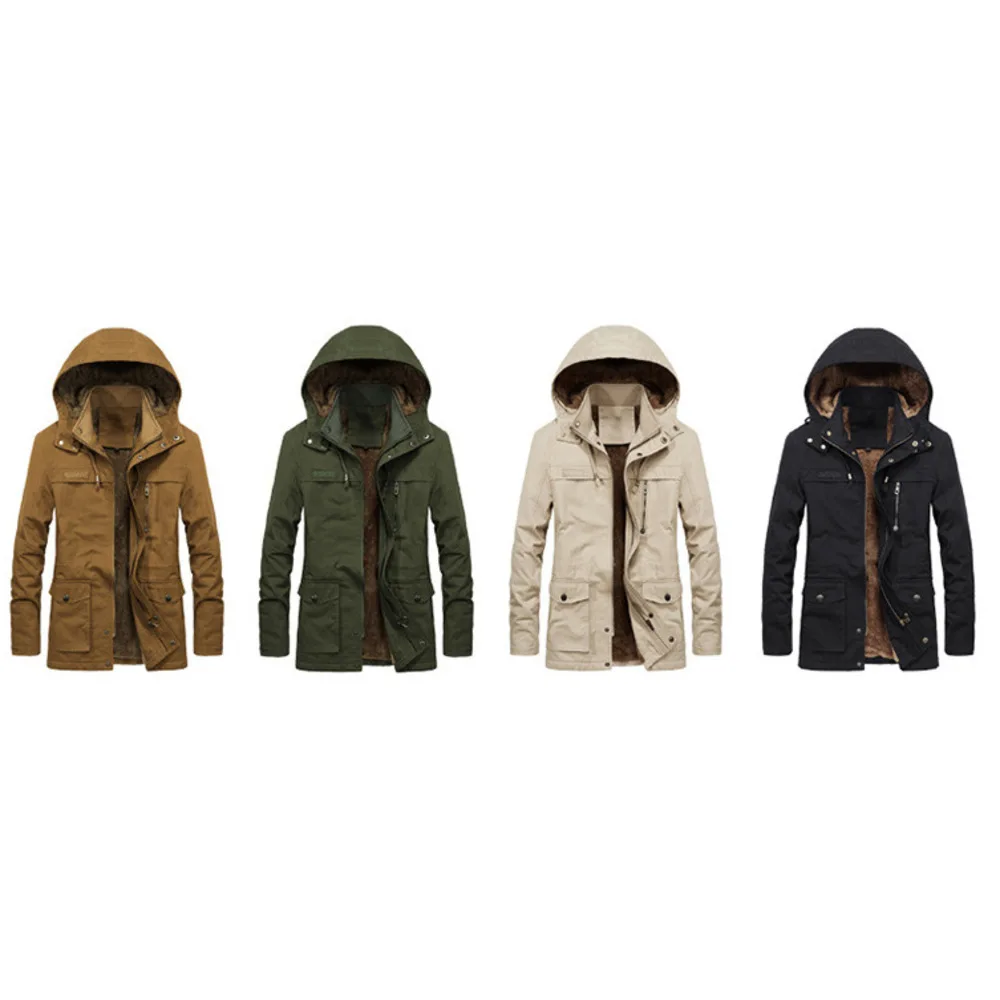 Autumn and winter new plush washed casual men's medium length windbreaker jacket, oversized trendy_voghion.com