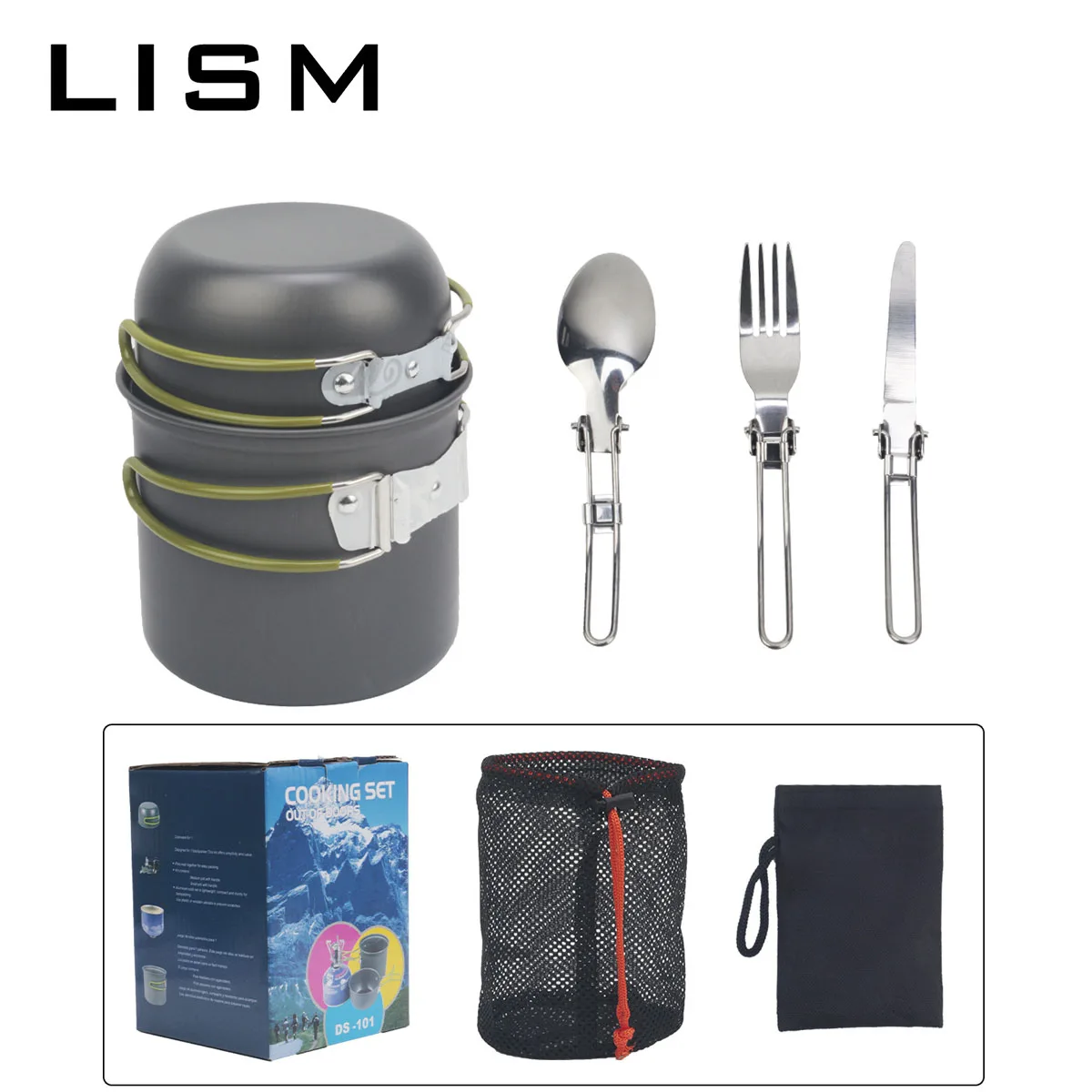 Portable Lightweight Camping Cookware Kit Aluminum Alloy Foldable Outdoor Hiking Picnic Cooking Pot Pan Travel Cutlery Utensils