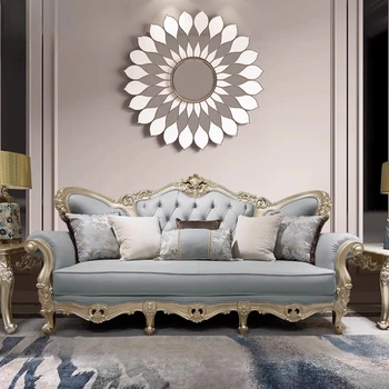 European Luxury Living Room Sofa Genuine Leather Solid Wood Living Room Sofa Comfortable Relaxing Divani Da Soggiorno Furniture