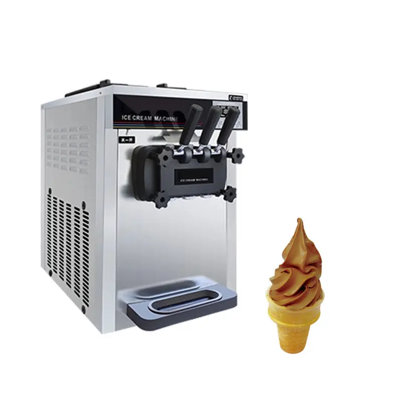 SmallTabletopStainlessSteelSoftIceCreamMachinePriceThreeFlavorsIceCreamMaking