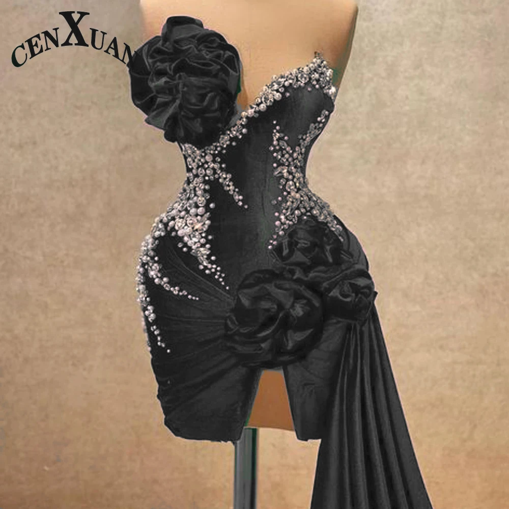 Prom Dresses Prom Dress CENXUAN Classic 3D Floral Mini Graduation Dresses Womens Beaded Formal Party Gown Saudi Arabia Vestidos De Festa Plus Customised