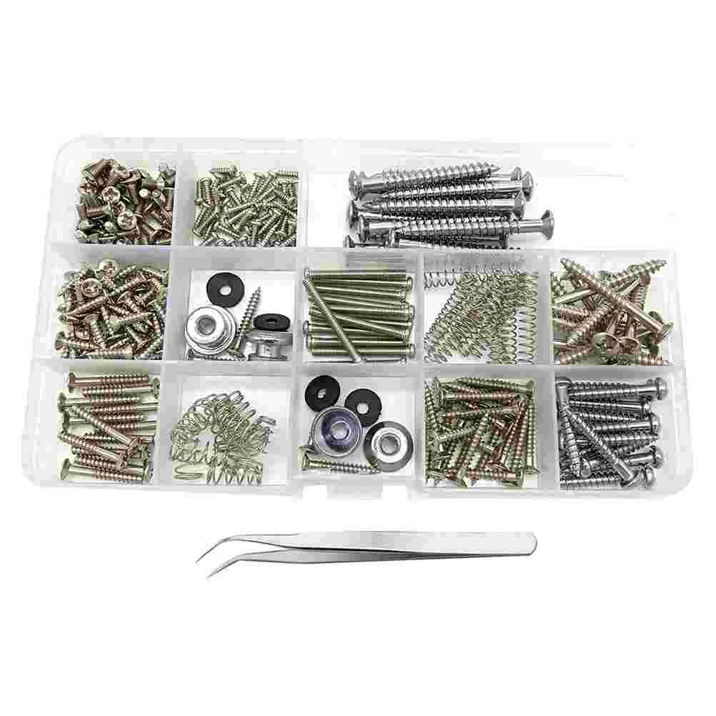 

254PCS Guitar Screw Kit Strap Buttons Spring Guitar Repairing Tool (Silver)
