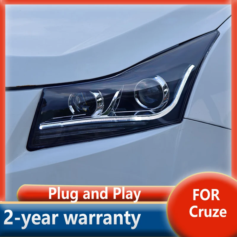 

Для фар Chevrolet Cruze, двойные линзы 2009-2016, Светодиодные ДХО, светодиодный сигнал Hid, биксеноновые автомобильные аксессуары, фара