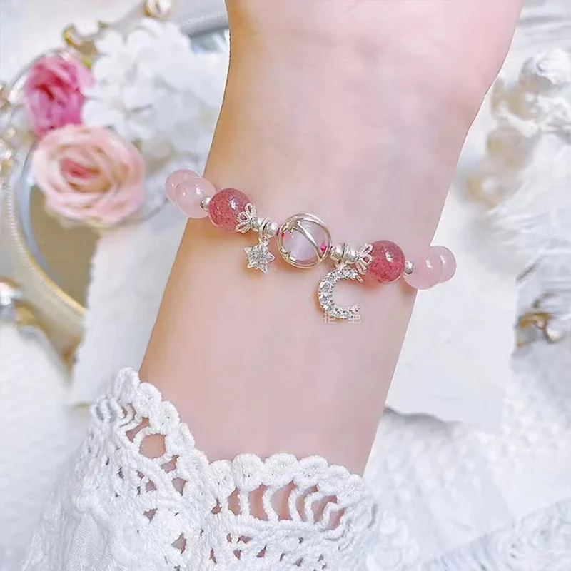 Multicolor Opal Stone Bracelet Women Girls Shiny Crystal Bracelets Moon Star Charm Bracelet Bule Pink Purple Jewelry crystal bracelets