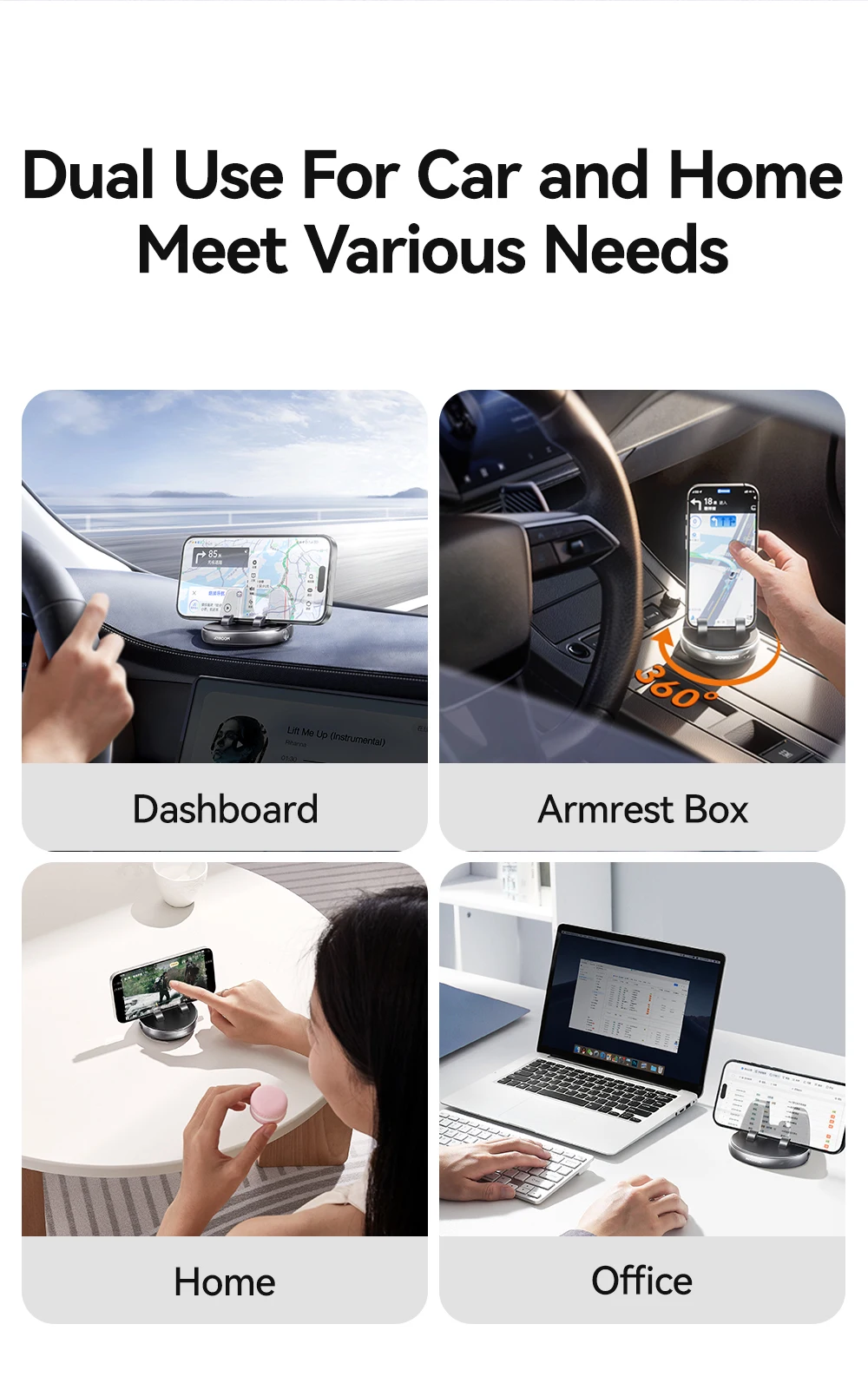 Joyroom Car Phone Holder One-Handed Operation Car Navigation Holder 360° Rotatio