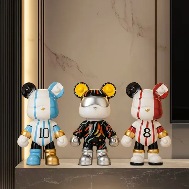 Bear Ceramic Bank Sculpture Animal Money Box Statue for Home Office Decor With Coin Slot Novelty Football Enthusiasts Gift