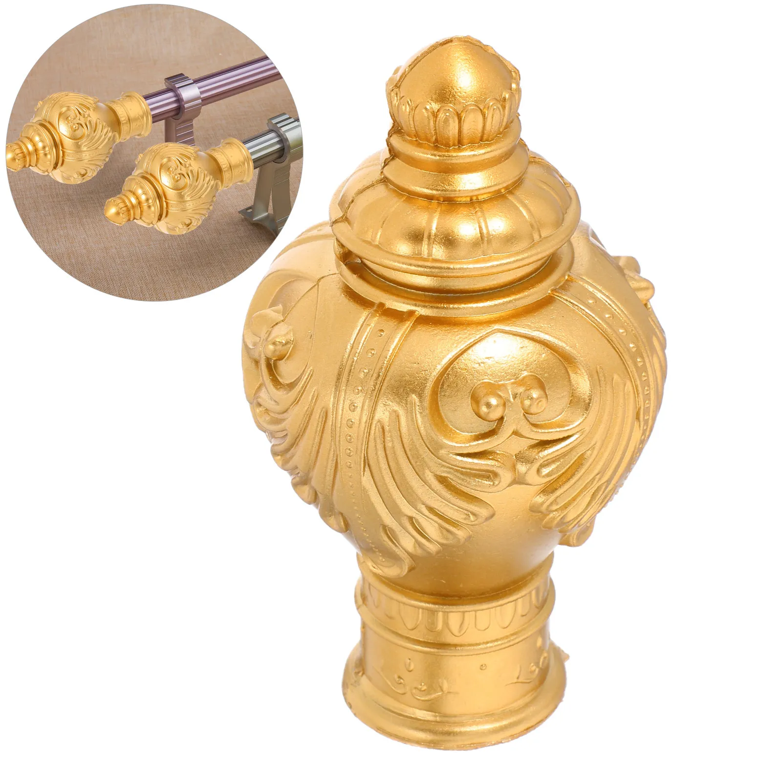 10Pcs Gold Roman Curtain Pole Finials for 26-28Mm Diameter Rods