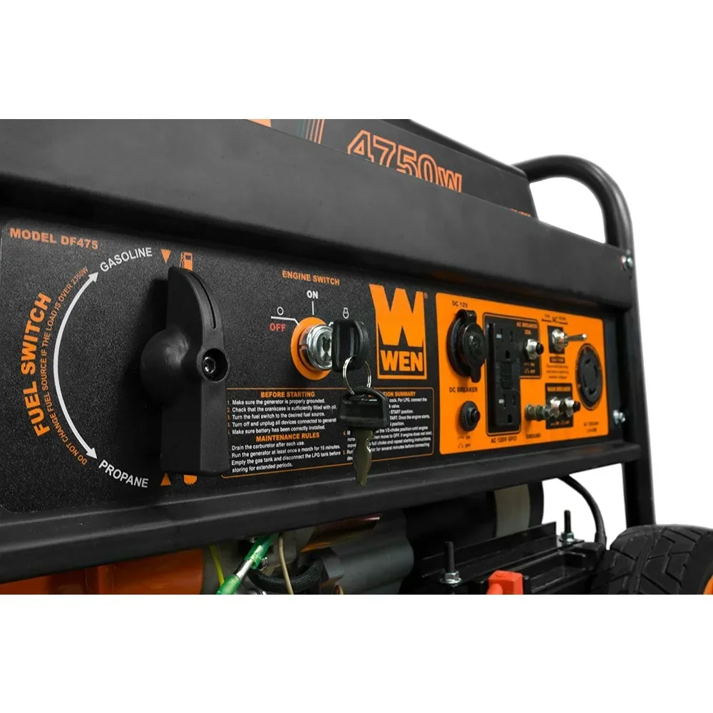 DF475T Dual Fuel 120V/240V Portable Generator 4750-Watt with Electric Start Transfer Switch Ready CARB Compliant