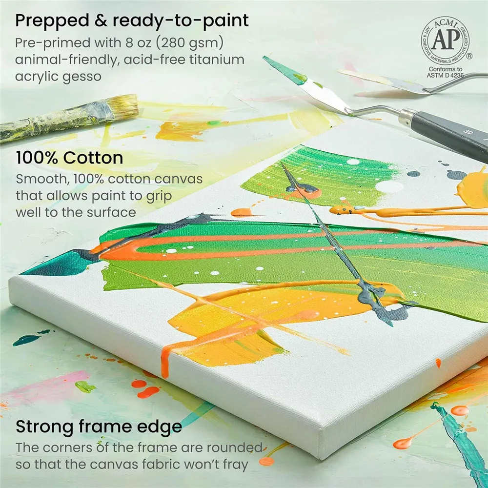 ESRICH 24 Pack Of 4x4 Inch Mini Cotton Canvas Boards - Primed & Acid Free For Oil, Acrylic & Watercolor Painting