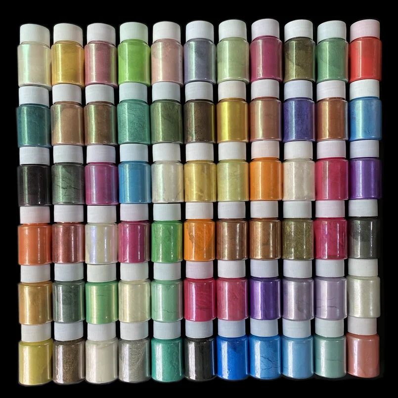 80*10g Mica Pearl Powder Cosmetic Grade Epoxy Resin Paint Kit Nails Art Bath Bomb Soap Candle Slime Pearlescent Pigment