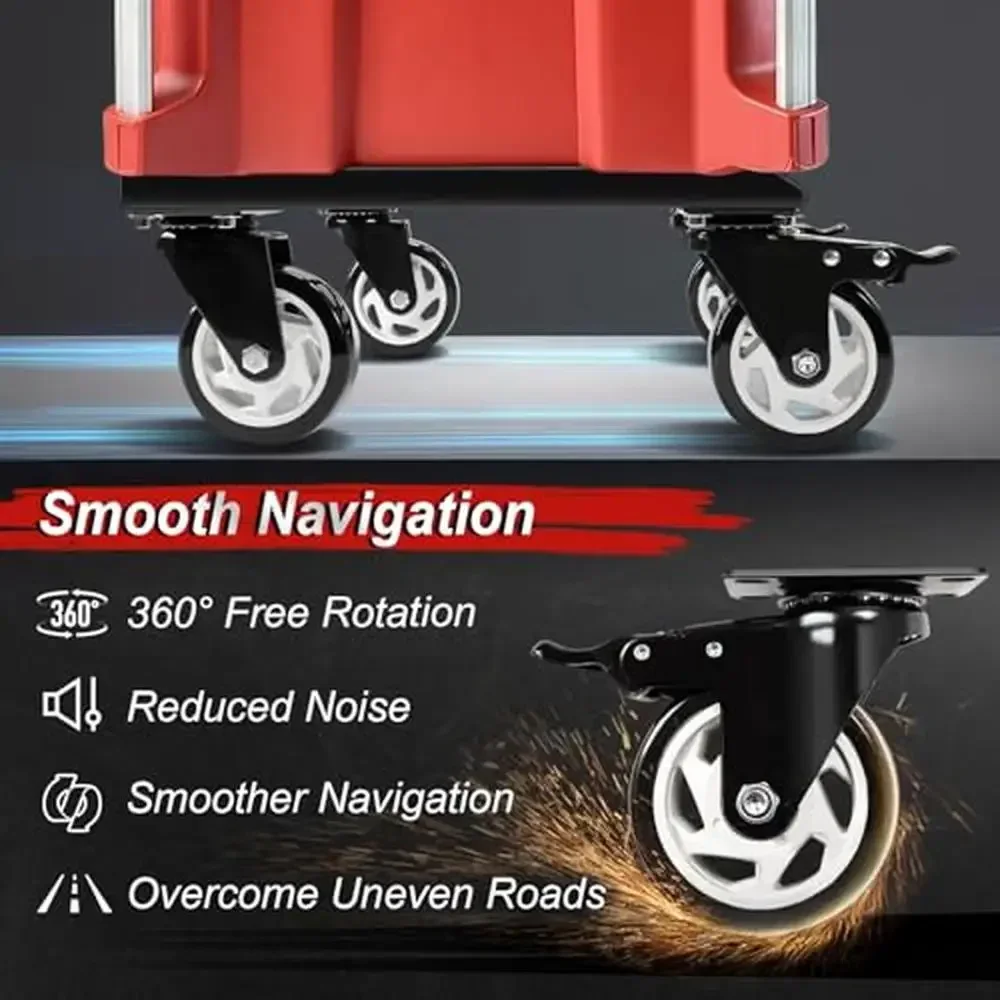 Tool Box Dolly Packout Toolboxes Thickened Carbon Steel Frame Large Wheels with Brake System Strong and Sturdy Lock 2