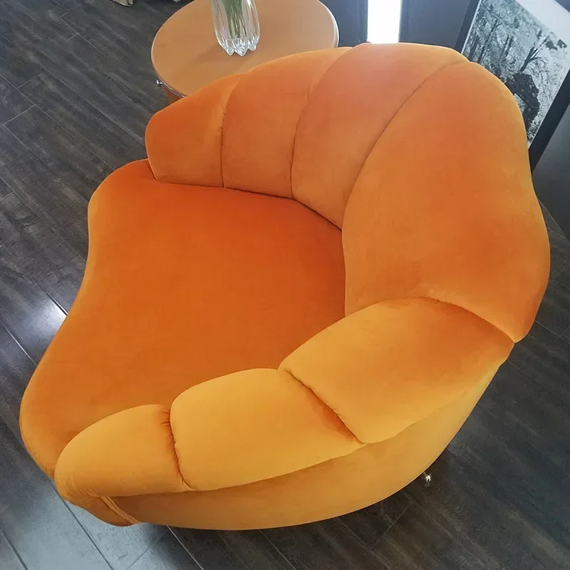 For Modern Light Luxury Single Small Sofa Designer Creative Flower Petal Tiger Velvet Cloth Lounge Chair