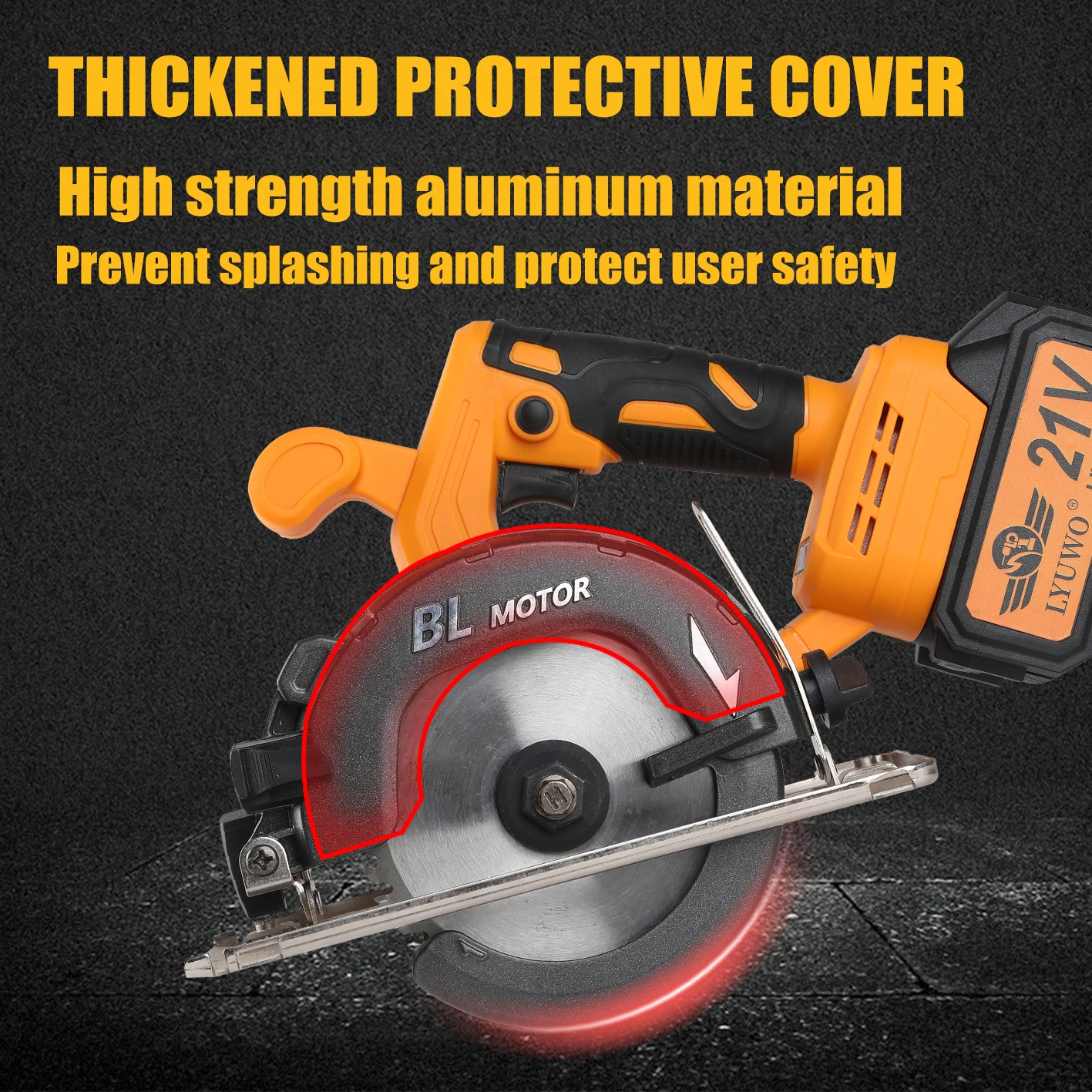 LYUWO 140MM Electric Circular Saw Rechargeable Household Hand Saw Multifunctional Cutting Machine Compatible With Makita Battery 4