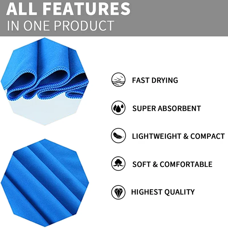Sports Microfiber Towel Quick Drying Portable Running Yoga Swimming Fitness Sweat Wiping Large-sized Beach