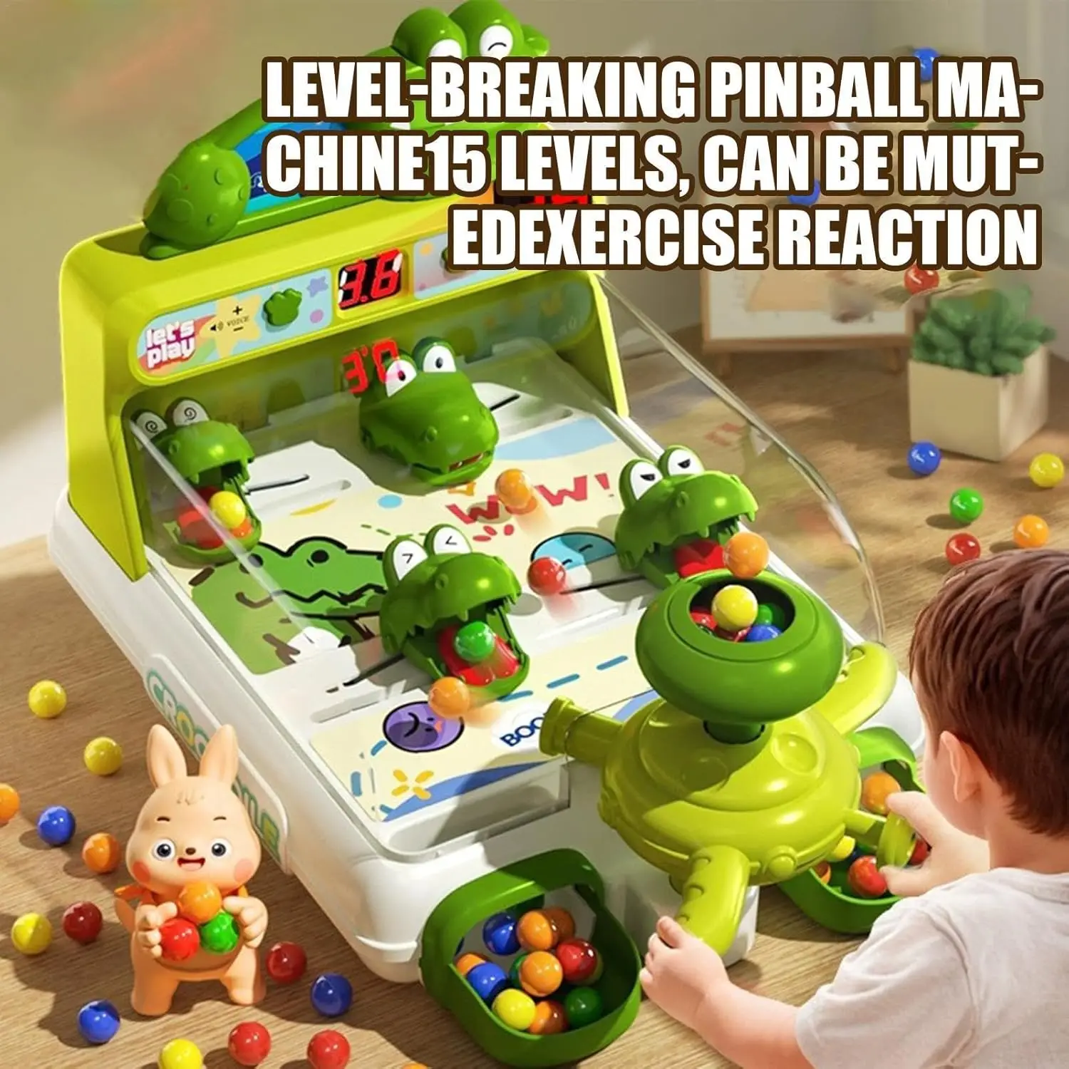 Miniature Pinball Games with Sounds & Light Dinosaur Themed  Shooting Game Classic Tabletop Games Halloween Xmas Gifts for Boys 3