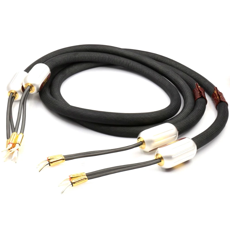 

Pair HiFi Audio Speaker Cable Kharma Enigma Extreme Signature Audiophile Loudspeaker Wire Y Spade Plug