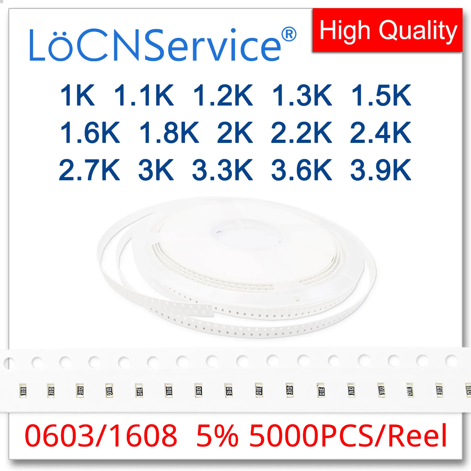 

LoCNService 0603 J 5% 5000 шт. 1K 1,1 K 1,2 K 1,3 K 1,5 K 1,6 K 2K 1,8 K 2,2 K 2,4 K 3K 2,7 K 3,3 K 3,6 K 3,9 Ksmd 1608 резистор Ом